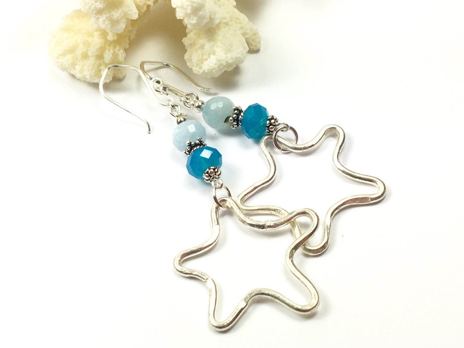 Starfish Earrings, Starfish Jewelry, Sterling Starfish, Silver Starfish, Beach Earrings, Beach Jewelry, Beach Wedding Jewelry, Starfish Poem