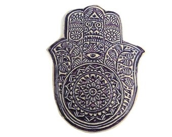 Hamsa Wall Art, Yoga Studio Art, Hamsa Tile, Boho Dorm Décor, Hand of God, Hamsa Hand Bohemian Décor, Altar Tile, Sacred Protection Symbol