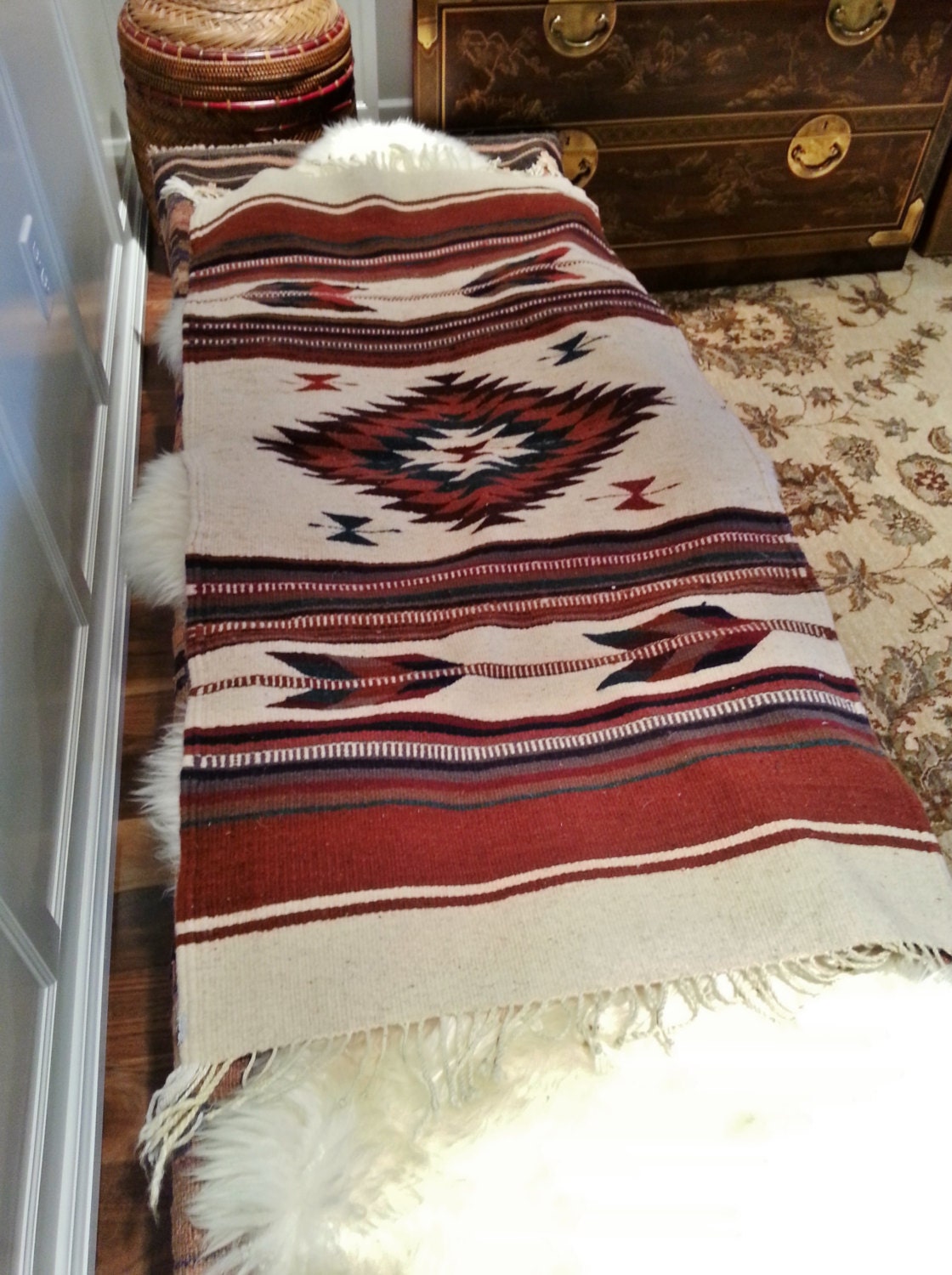 Vintage Navajo Southwestern Desert Style Wool Saddle Blanket