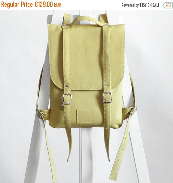 ON SALE Soft yellow leather backpack rucksack / To by kokosina