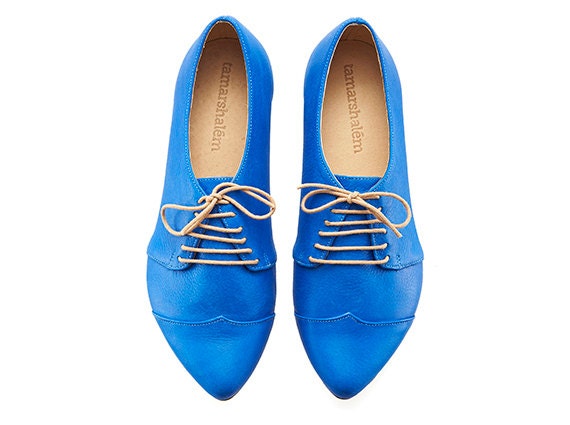 Oxford shoesRoyal blue Polly Jean handmade flats by TamarShalem