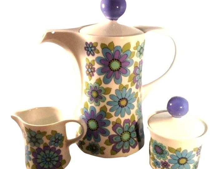 Mitterteich Bavarian, Vintage Tea Pot, Mid Century Teapot Set, Serving Pitcher Creamer, Sugar, Tea Cup Mugs, Tea Party Set