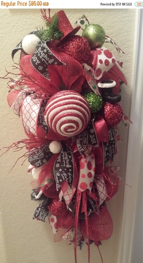 ON SALE Christmas Swag for Door/Wall by KBWreaths on Etsy