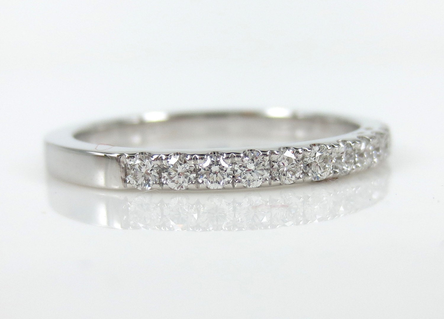 1.9mm HalfSet Diamond Pave Band Stackable Wedding Band 1.9mm HalfSet Diamond Pave Band Stackable Wedding Band