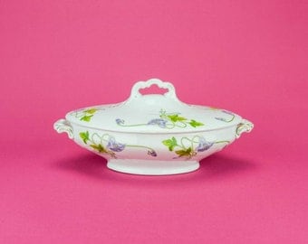 Art Nouveau Spectacular Floral Ceramic Oval Maling TUREEN Antique Green Old Medium English Circa 1900 LS