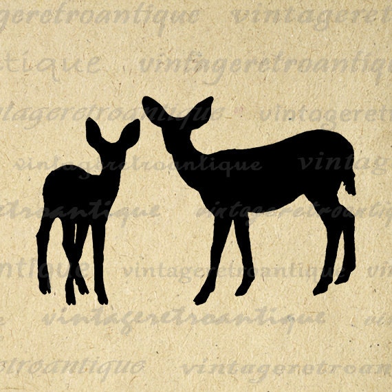 Printable Graphic Deer Silhouettes Image by VintageRetroAntique