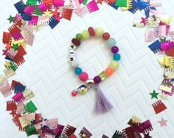 Girl's Personalized Bracelets, Charm Jewelry For Kids, Personalized Girl's Beaded Bracelets, Kid's Tassel Bracelets, Girl's Charm Jewelry