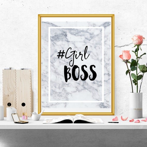 Girl Boss Print. Hashtag Girl Boss. Marble Print
