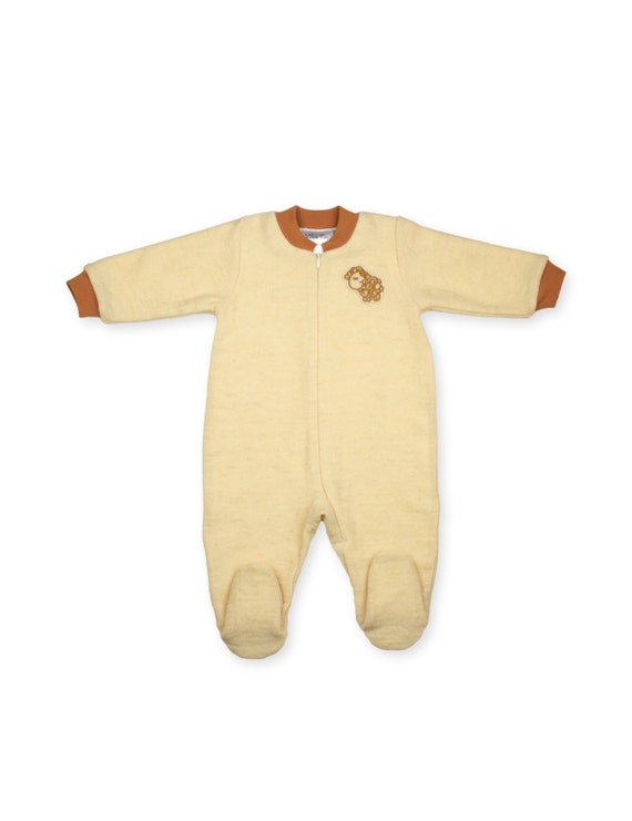 Wool pajama with cotton lining and feet - Baby pajama - Baby wool pajama - Pajama for babies