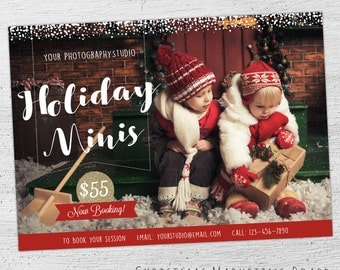Holiday Mini Session Template, Christmas Mini Template, Christmas Mini Session Template, Chrstmas Marketing, Photoshop Template, Photography