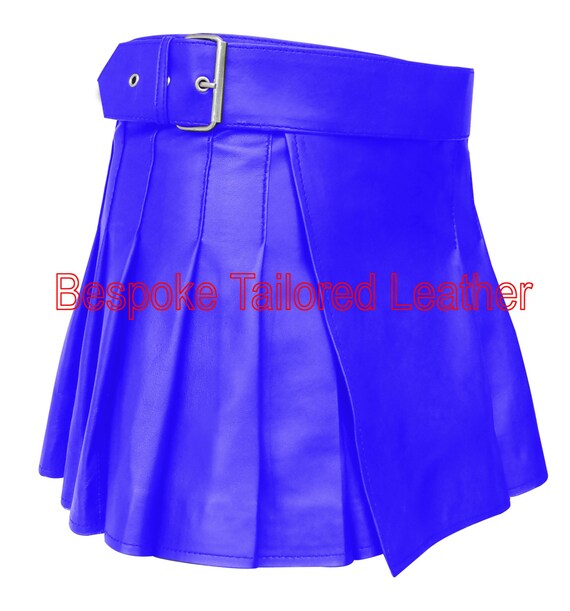 BespokeTailoredLeather - Short Ultra Mini Leather Kilt with Buckle - in ...