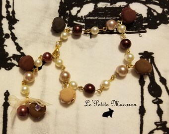 Sweet Lolita Pearl Macaron Bracelet 3 Mocha Madness