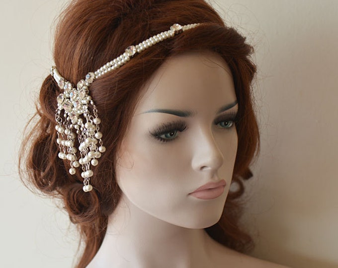 Pearl Bridal Headpiece, Wedding Accessories, Pearl Headband, Wedding Headpiece, Bridal Hair Jewelry