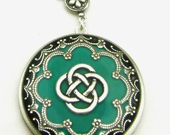 Celtic Knot Locket,Jade Celtic Knot Locket, Silver Locket, Valentine Gift For Her, Holiday Gift For Her.