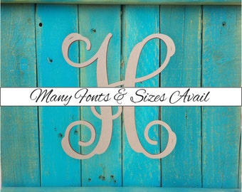 Wooden Monogram Letter "H" - Large or Small, Unfinished, Cursive Wooden Letter - Perfect for Crafts, DIY, Weddings - Sizes 1" to 42"
