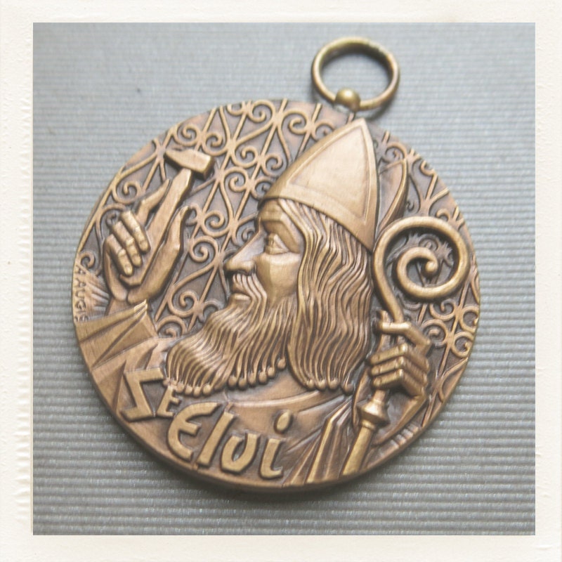 Rare antique Saint Eligius French Religious Bronze Medal