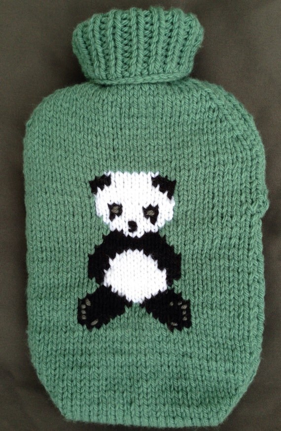 Panda Hot Water Bottle Cover knitting pattern