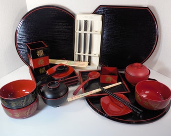 thumbnail image 2 of Japanese Crane Sushi Set For 4 – Plates, Soy Bowls, Chopsticks – Made In Japan 2 of 2