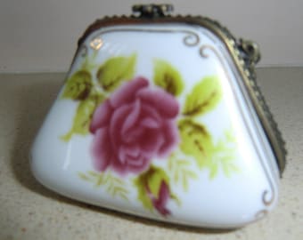 Vintage porcelain trinket box handpainted