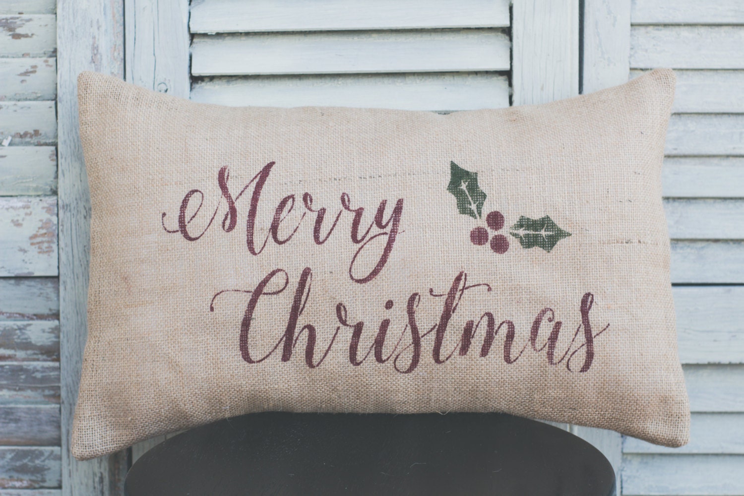 Merry Christmas pillow coverlumbar pillow cover 12x20burlap
