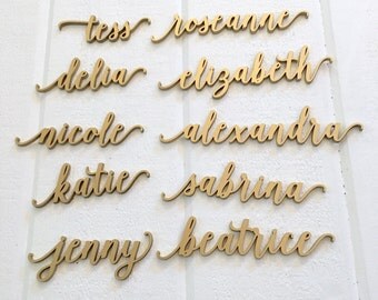 Personalizable Wood Wedding Place Name, (10 Names) Table Plate Names Custom Plate Signs, Wood Place Signs, Unique Laser Cut by Ngo Creations