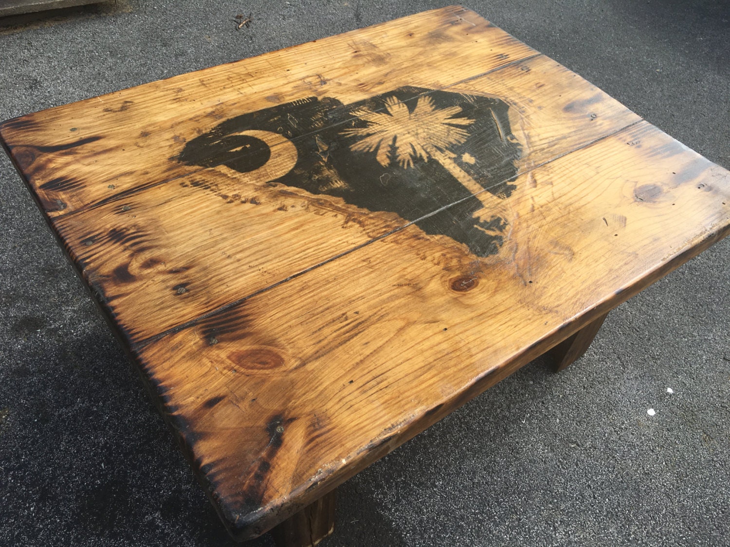 South Carolina Burned Reclaimed Wood Coffee Table