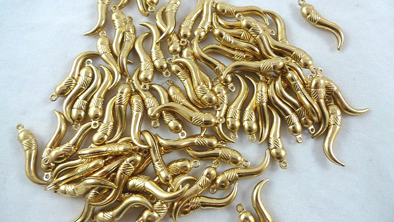12 Italian Good Luck Horn Pendant Charms Amulet