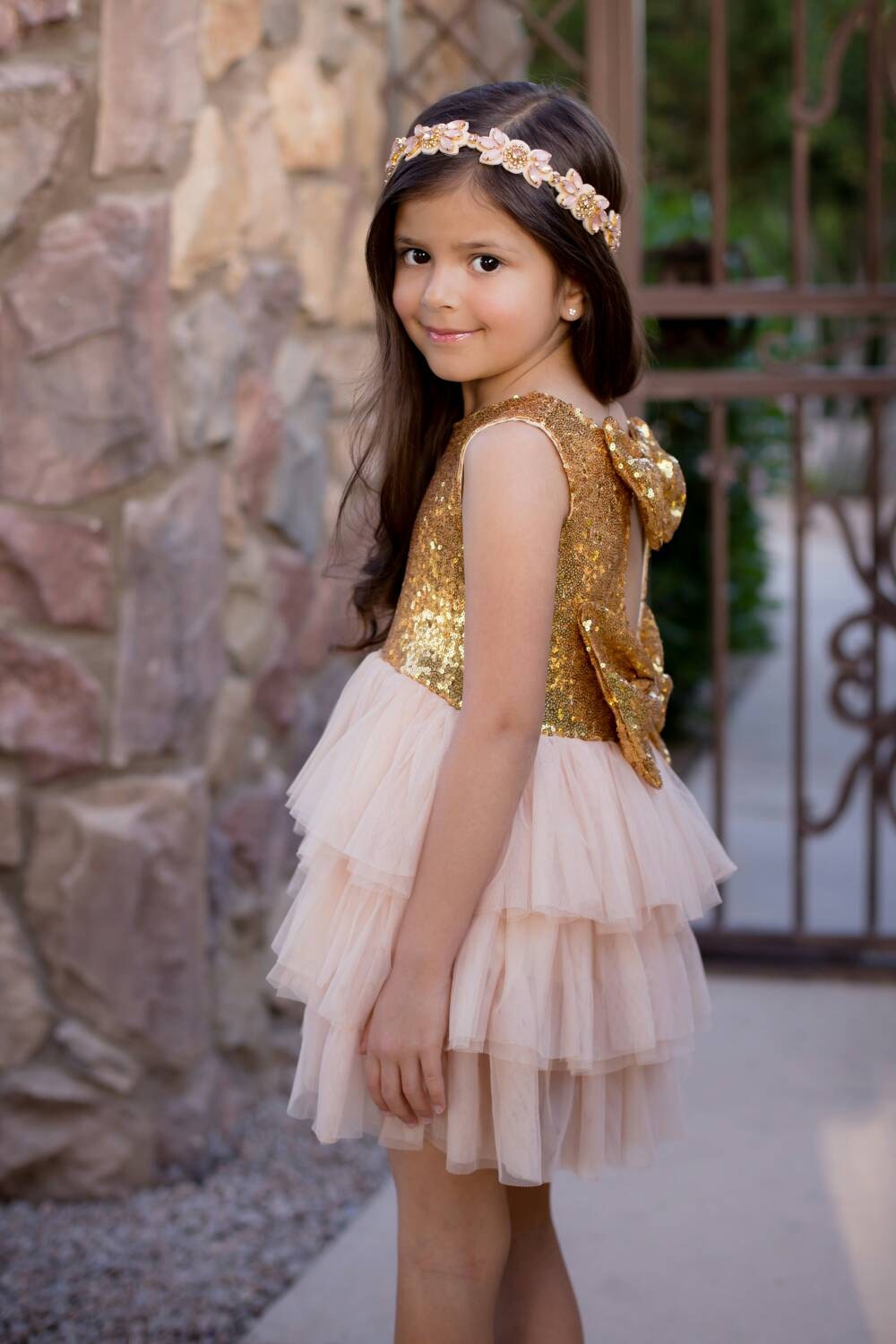 Pink and gold dress baby Champagne dress Gold dress girls