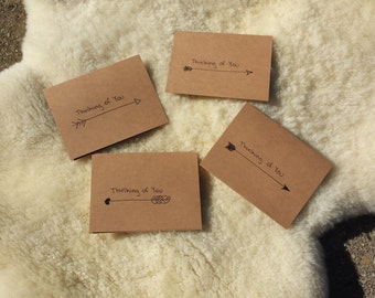 Set of 4 Thinking of You Cards // Thinking of You Hand Drawn Card // Greeting Card Set // Stationary Set // Greeting Cards Handmade