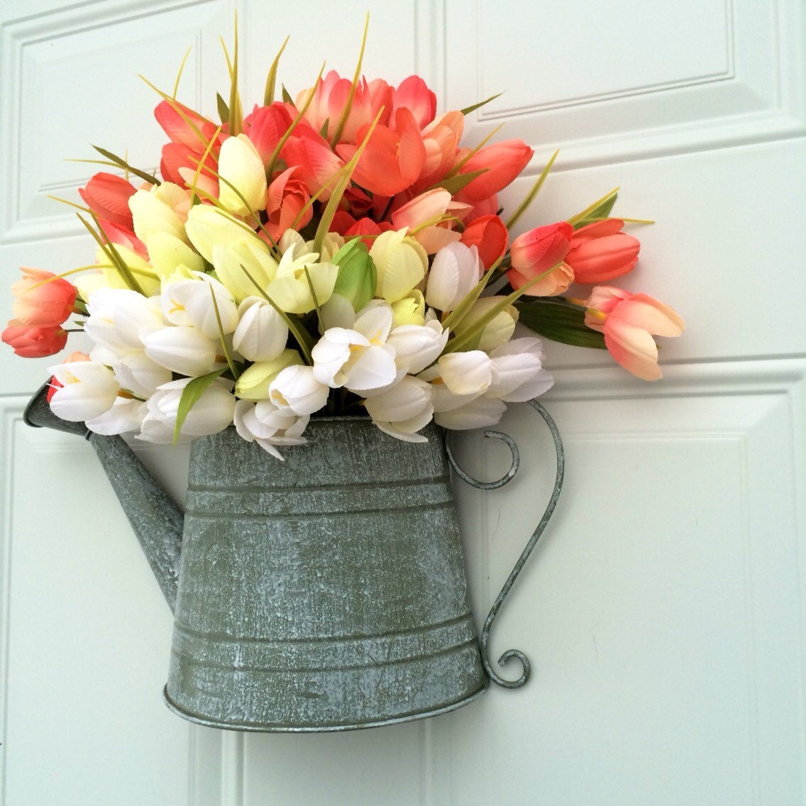 Tulip Wreath Door Decor Silk Floral Tulips by GrandEntranceWreaths