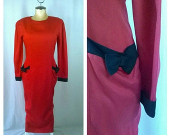 VINTAGE Red Wiggle Dress/Rockabilly Pinup Womens Dress/ Size Medium SUB60