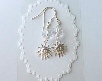 Sun Celestreal Earrings With Swarovski Crystals And Sterling Silver