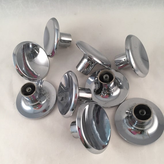 Set of 9 Extra Large Chrome Plated Drawer Pulls 1950's