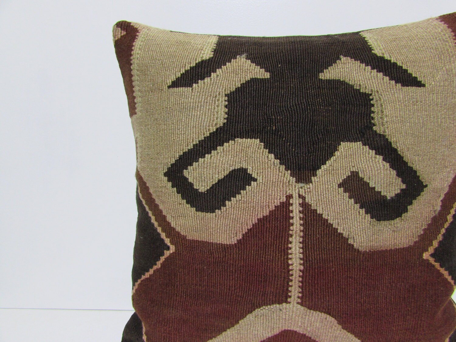 24x24 adorning kilim pillow brown throw pillow cream
