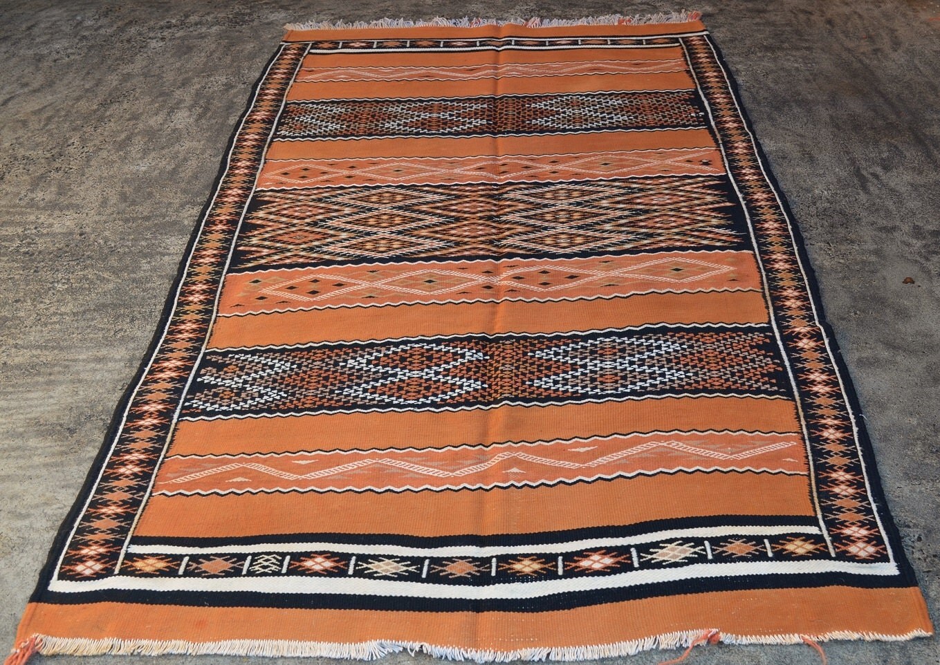 LARGE Vintage Hand Woven MAGREBHIAN Wool Kilim RUG by AKSTAFA