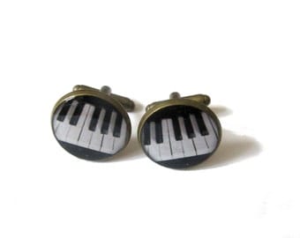PIANO CUFFLINKS - Music Cufflinks - Piano Gifts For Men - Music Lover Gift - Music Wedding -wedding cufflink - groom - groomsmen - pianist