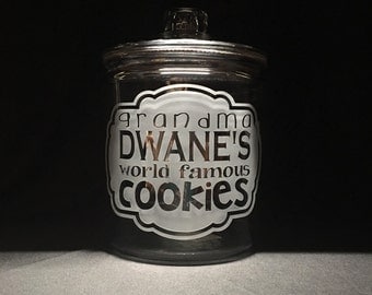 Personalized Cookie Jar // Cookie Jars // Etched Glass Gift // Mothers Day Gift //Grandmother Gift // Birthday Gift // Teacher Gift