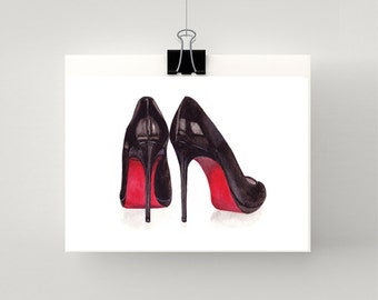 PRINT / ARTWORK of Christian Louboutin Black Stiletto with red sole