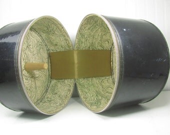 Hat box luggage, Wig Box, Round Suitcase, Mid Century Luggage, Travel Bag, make up bag,1950-60,black
