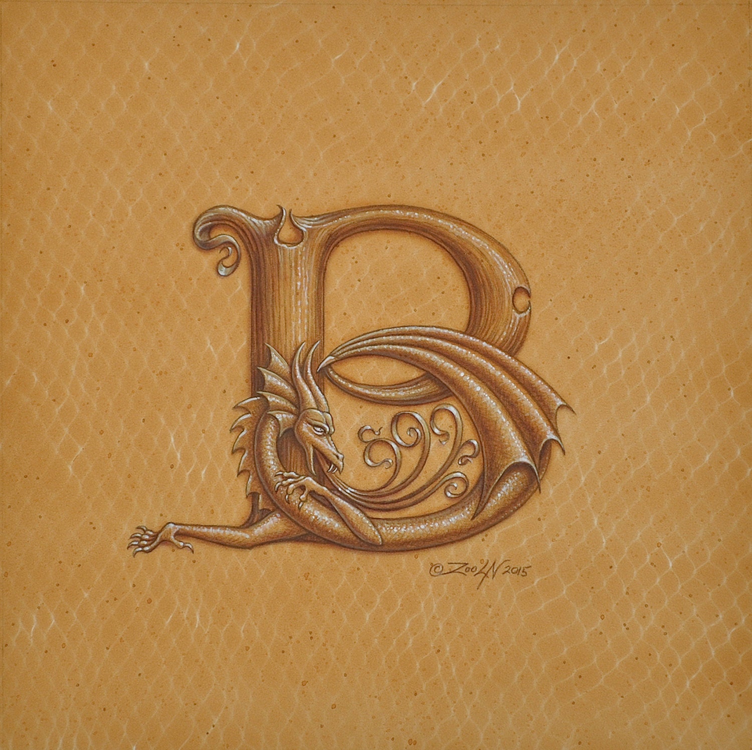 Dragon Letter B An Ornate Fantasy Monogram From The By ZooLN