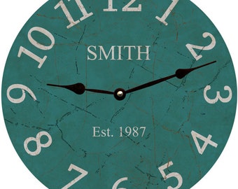 Personalized Teal Wall Clock