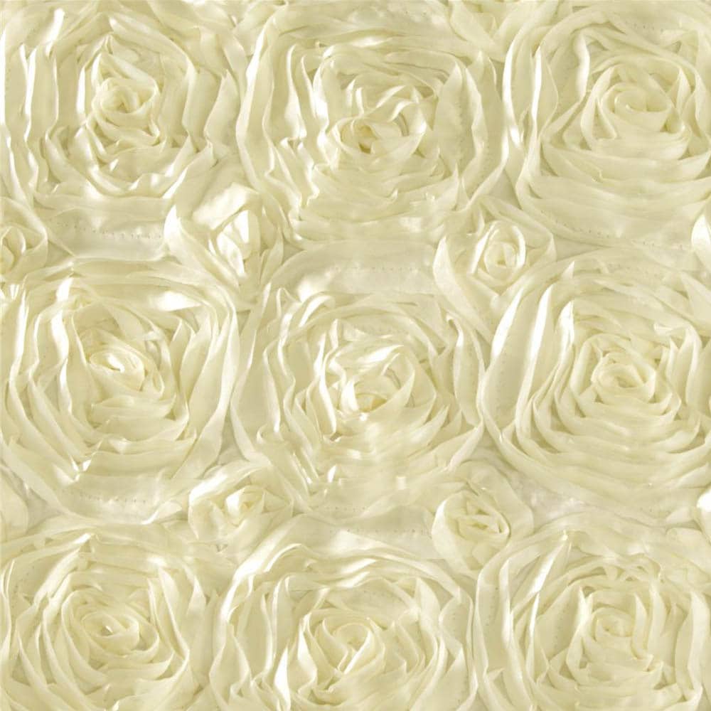 Ivory 60 Wide Premium Satin Rosette Ribbon Fabric By The Yard