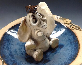 Elephant Decorative Birdbath /Bowl , Ceramic Pottery