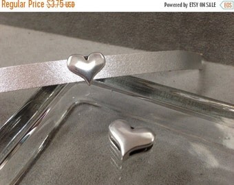 On Sale NOW 25%OFF Heart Slider Beads For 10MM Flat Leather - Antique Silver - Z418 - Qty 2