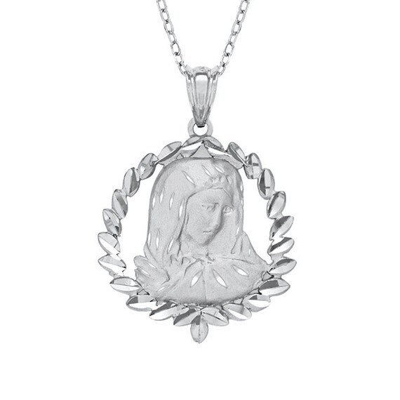 Sterling Silver Virgin Mary pendant. religious pendant.