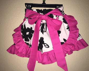 Black and White and Pink Ruffle Shorts