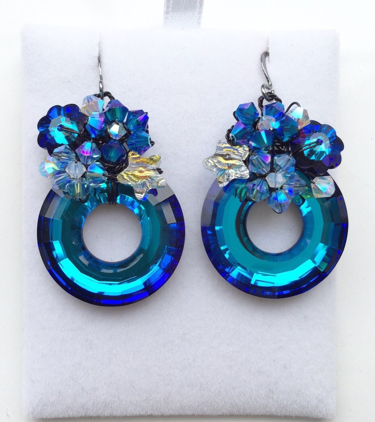 Blue earrings Statement Earrings Navy blue jewelry by PastelGems