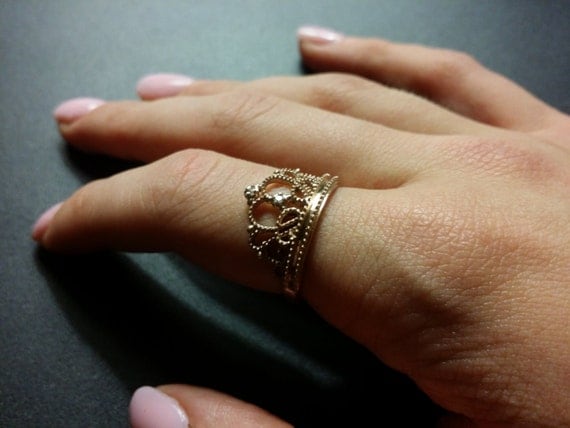 SOLID 14kt rose (pink) gold Princess ring