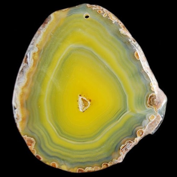 LARGE 67x60x5mm Natural Freeform Geode Slice Yellow by PortsofCall