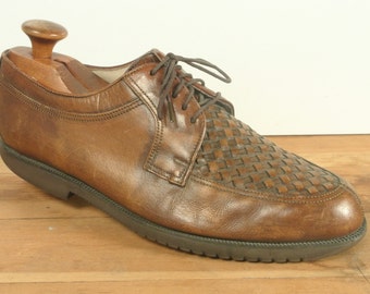 Florsheim Brown Woven Split Toe Lace Up Blucher Men's Size: 9D